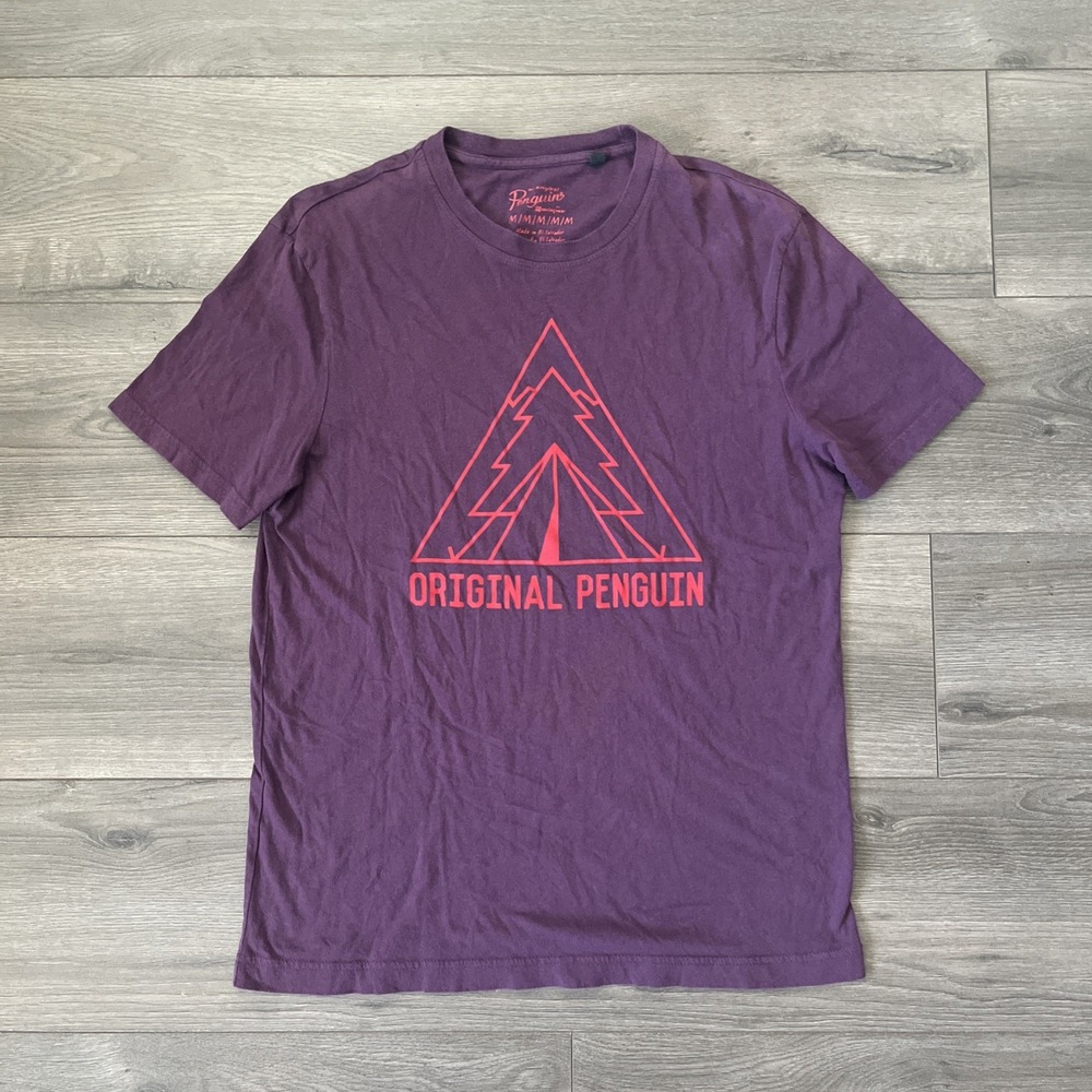 Original Penguin Mens M T Shirt Burgundy Short Sleeve